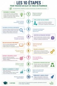 Diagramme des 10 étapes pour trouver un sujet de thèse en pharmacie