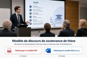 Doctorant présentant son discours de soutenance de thèse