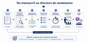 Schéma des étapes de préparation d'un discours de soutenance de thèse
