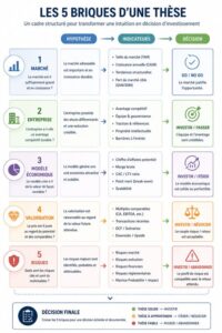 Schéma en 1 page montrant les 5 briques d'une thèse
