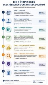 Timeline en 8 étapes clés de la rédaction d'une thèse de doctorat