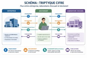 Triptyque CIFRE illustrant les flux entre entreprise