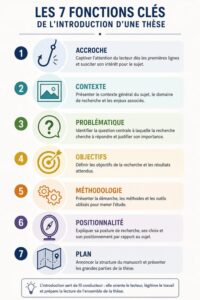 Représentation graphique avec icônes et texte pour les 7 fonctions de l'introduction