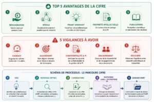 Timeline ""Idée → Repérage offres → Candidature → Matching labo/entreprise → Dossier ANRT""