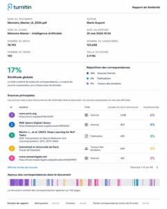 Exemple de rapport anti-plagiat Turnitin