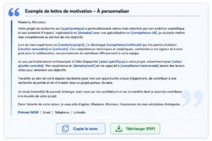 Facilite l'appropriation immédiate de l'exemple lettre de