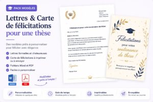 Pack modèles lettres et carte félicitation thèse