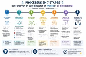 ligne du temps avec 7 jalons numérotés